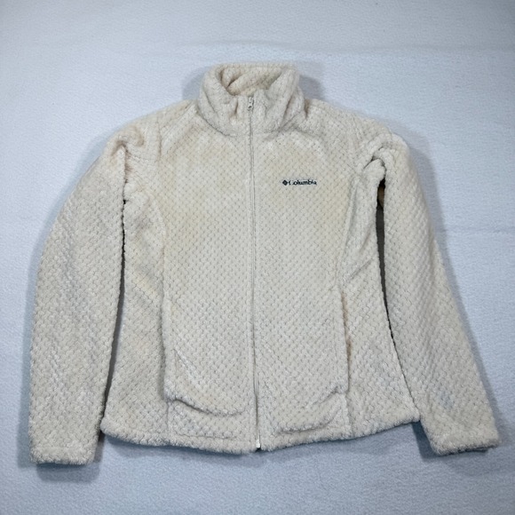 Columbia Jacket Women Small Cream Full Zip Fleece Soft Plush Warm Outdoors‎ - Picture 1 of 10